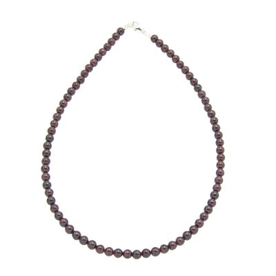 Red garnet necklace - 6mm ball stones - 100 cm - Silver clasp