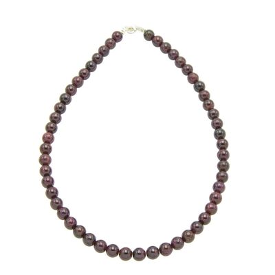 Red garnet necklace - 8mm ball stones - 39 cm - Gold clasp