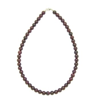 Collier Grenat rouge - Pierres boules 8mm - 100 cm- Fermoir or 2