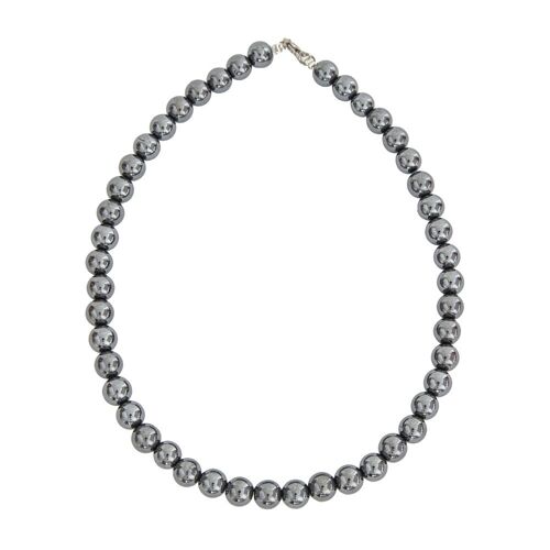 Collier Hématite - Pierres boules 10mm - 39 cm- Fermoir argent