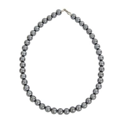 Hematite necklace - 10mm ball stones - 39 cm - Silver clasp
