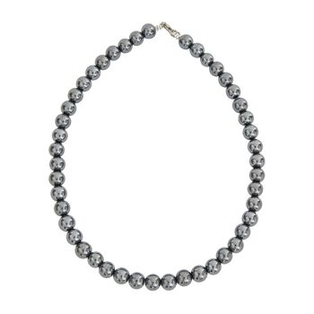 Collier Hématite - Pierres boules 10mm - 42 cm- Fermoir or 1