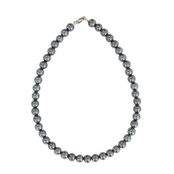 Collier Hématite - Pierres boules 10mm - 42 cm- Fermoir or 2