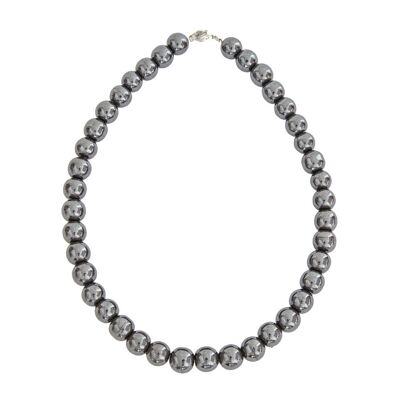 Hematite necklace - 12mm ball stones - 39 cm - Silver clasp