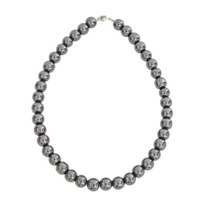 Collar de hematites - Piedras bola de 12 mm - 39 cm - Cierre de oro