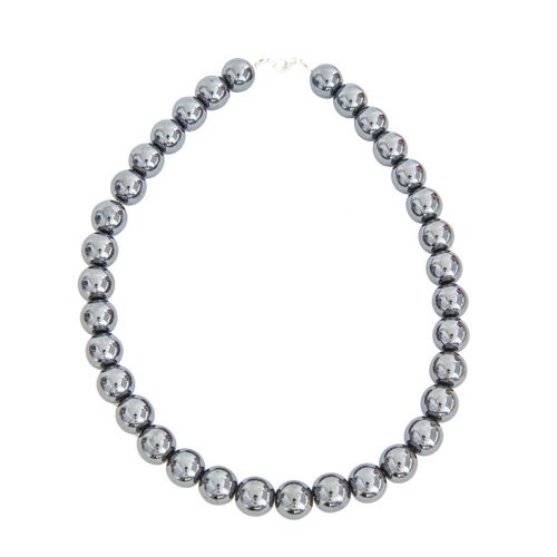 Collier Hématite - Pierres boules 14mm - 39 cm- Fermoir argent