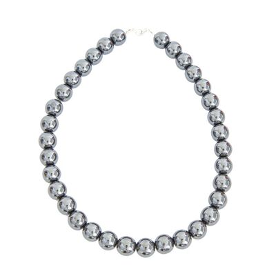 Hematite necklace - 14mm ball stones - 39 cm - Silver clasp