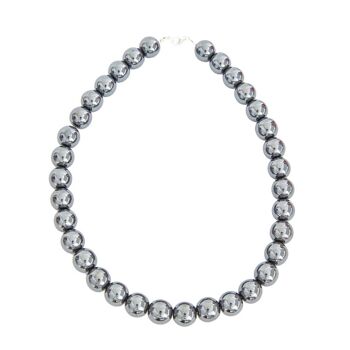 Collier Hématite - Pierres boules 14mm - 39 cm- Fermoir or 1