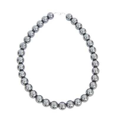 Collana in ematite - Pietre a sfera 14mm - 42 cm - Chiusura in argento