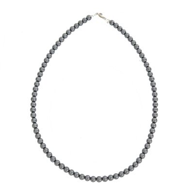 Hematite necklace - 6mm ball stones - 42 cm - Silver clasp