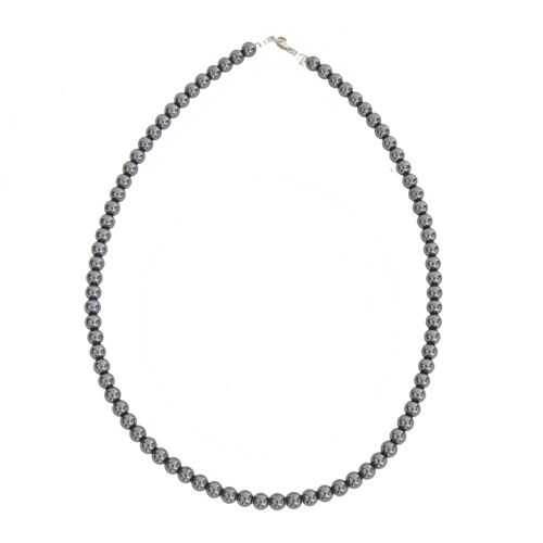 Collier Hématite - Pierres boules 6mm - 56 cm- Fermoir or