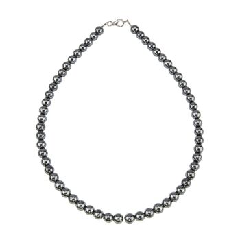 Collier Hématite - Pierres boules 8mm - 42 cm- Fermoir or 1