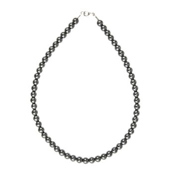 Collier Hématite - Pierres boules 8mm - 42 cm- Fermoir or 2