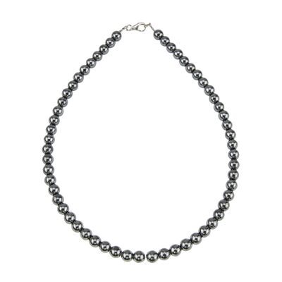 Collar de hematites - Bolas de piedras de 8 mm - 78 cm - Cierre de oro