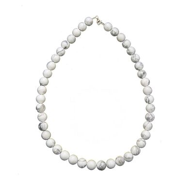 Howlite necklace - 10mm ball stones - 39 cm - Silver clasp