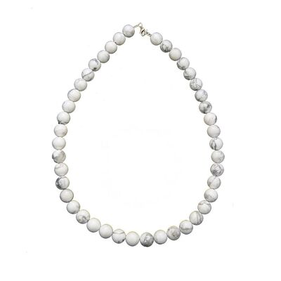 Collana Howlite - Pietre a sfera da 10 mm - 42 cm - Chiusura in argento