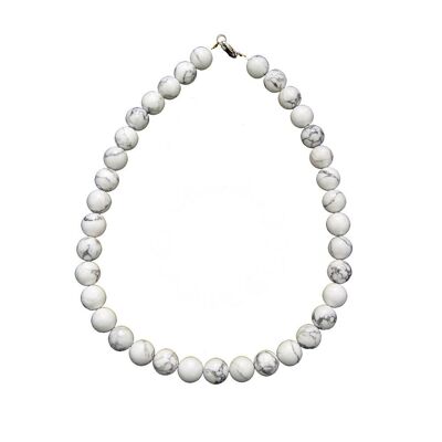 Collana Howlite - Pietre a sfera 12mm - 39 cm - Chiusura in argento