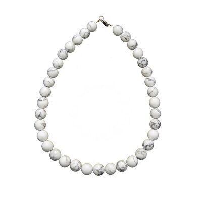 Howlite necklace - 12mm ball stones - 39 cm - Silver clasp