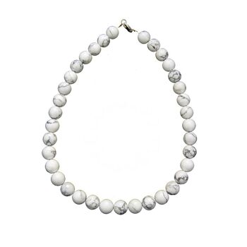 Collier Howlite - Pierres boules 12mm - 42 cm- Fermoir or 1