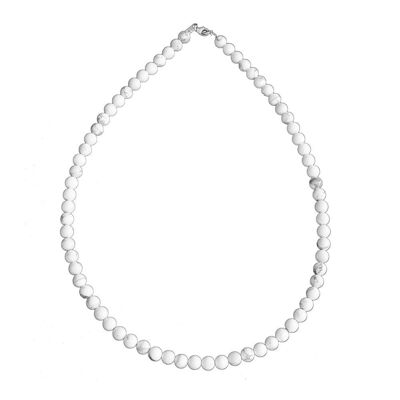 Collar de howlita - Piedras bola de 6 mm - 56 cm - Cierre de plata