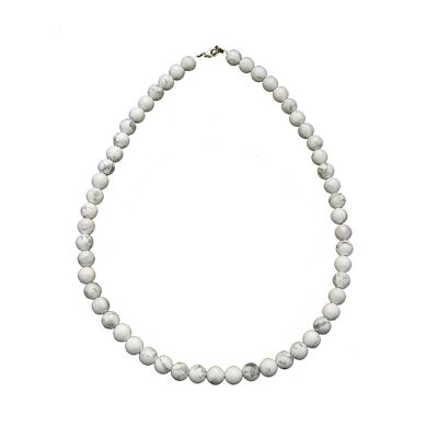 Howlite necklace - 8mm ball stones - 39 cm - Silver clasp