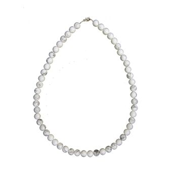 Collier Howlite - Pierres boules 8mm - 48 cm- Fermoir or 2