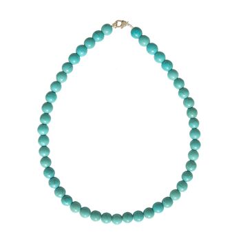 Collier Howlite bleue - Pierres boules 10mm - 42 cm- Fermoir argent 2