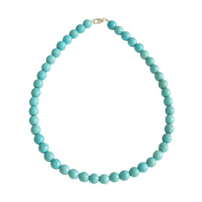 Collier Howlite bleue - Pierres boules 10mm - 78 cm- Fermoir argent