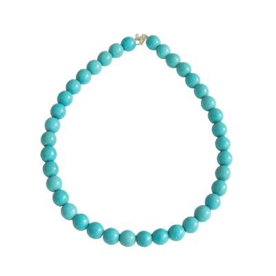 Blue Howlite necklace - 12mm ball stones - 39 cm - Silver clasp