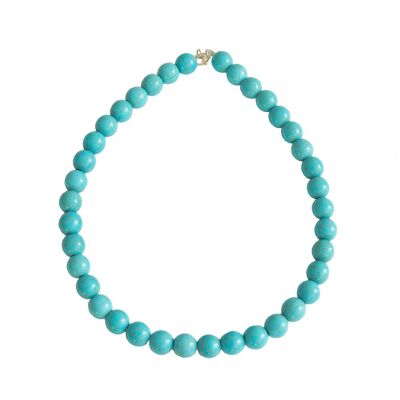 Collier Howlite bleue - Pierres boules 12mm - 39 cm- Fermoir or