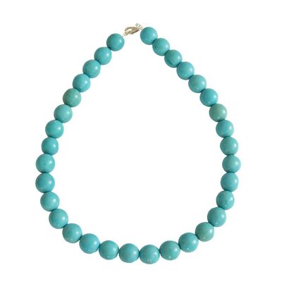 Collana Howlite blu - Pietre a sfera 14mm - 39 cm - Chiusura in oro