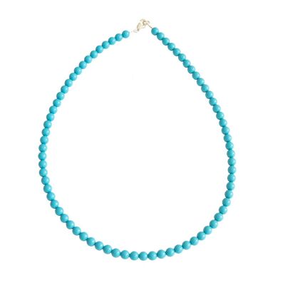 Blue Howlite necklace - 6mm ball stones - 39 cm - Silver clasp
