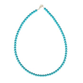 Collier Howlite bleue - Pierres boules 6mm - 42 cm- Fermoir or 2