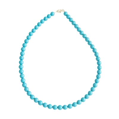 Collier Howlite bleue - Pierres boules 8mm - 39 cm- Fermoir argent