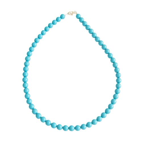 Collier Howlite bleue - Pierres boules 8mm - 48 cm- Fermoir or