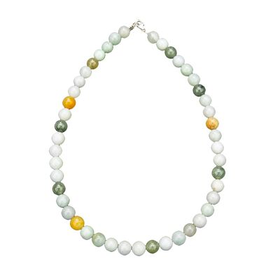 Burmese jade necklace - 10mm ball stones - 39 cm - Silver clasp