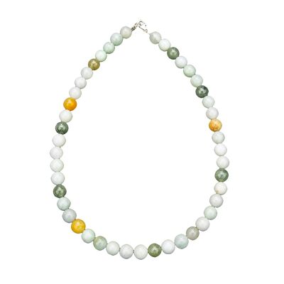 Collar de jade birmano - Piedras bola de 10 mm - 39 cm - Cierre de oro