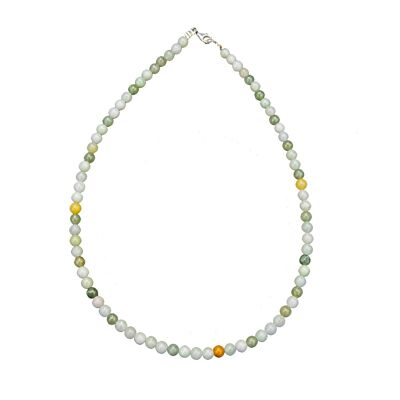 Halskette aus birmanischer Jade - 6 mm Kugelsteine - 100 cm - Goldverschluss