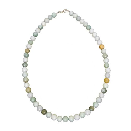 Collier Jade de birmanie - Pierres boules 8mm - 39 cm- Fermoir argent