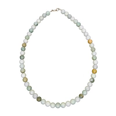 Burmese jade necklace - 8mm ball stones - 39 cm - Silver clasp