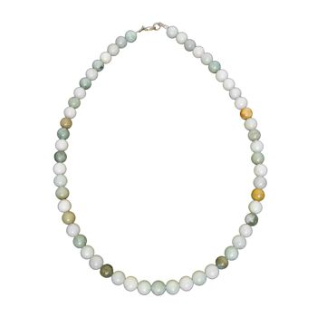 Collier Jade de birmanie - Pierres boules 8mm - 39 cm- Fermoir or 1