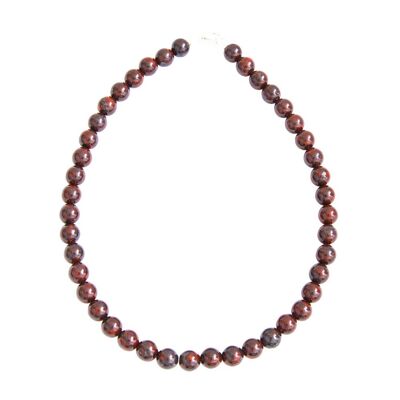 Brecciated Jasper necklace - 10mm ball stones - 39 cm - Silver clasp