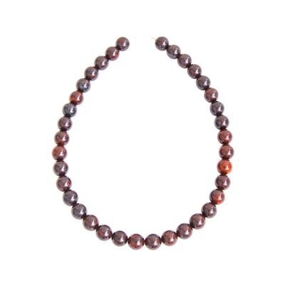 Brecciated Jasper necklace - 12mm ball stones - 39 cm - Silver clasp