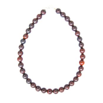 Collier Jaspe bréchique - Pierres boules 12mm - 42 cm- Fermoir or 2