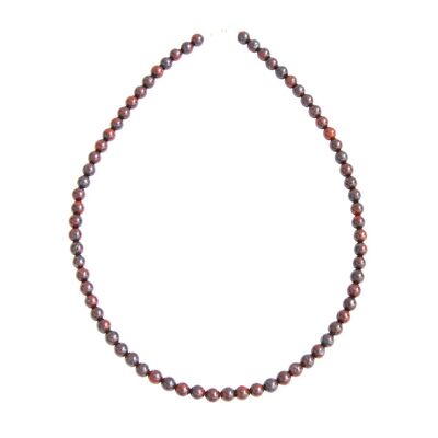 Brekzien-Jaspis-Halskette – 6 mm Kugelsteine – 39 cm – Silberverschluss