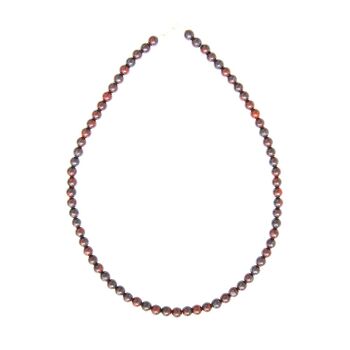 Collier Jaspe bréchique - Pierres boules 6mm - 39 cm- Fermoir argent 2