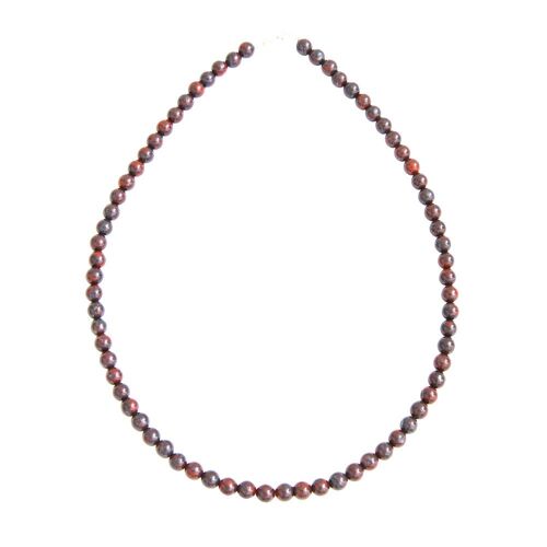 Collier Jaspe bréchique - Pierres boules 6mm - 42 cm- Fermoir argent