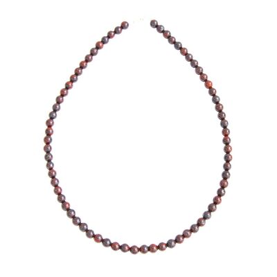 Collier Jaspe bréchique - Pierres boules 6mm - 56 cm- Fermoir argent