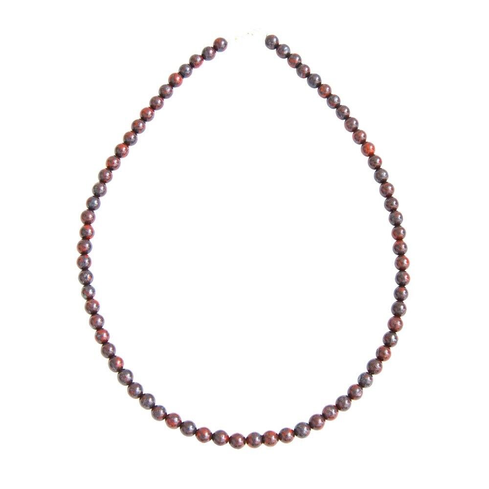 Collar de Jaspe Brechado - Piedras bola 6mm - 56 cm - Cierre de oro