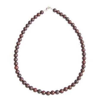 Collier Jaspe bréchique - Pierres boules 8mm - 39 cm- Fermoir or 1